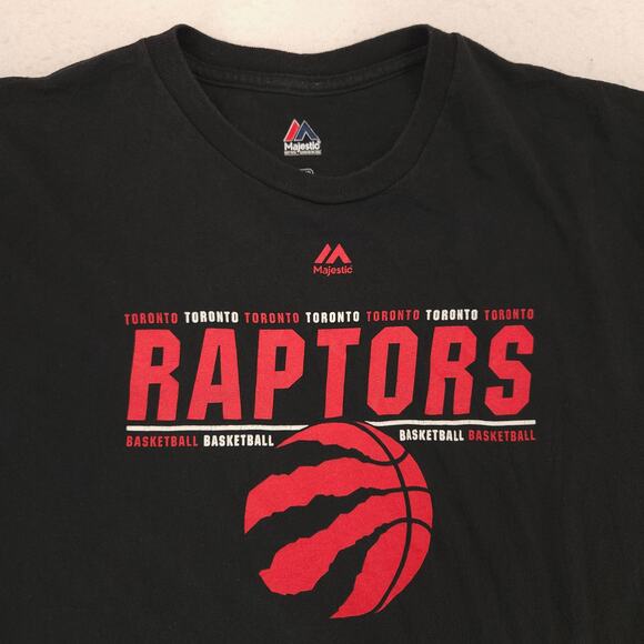 Majestic Toronto Raptors Crew Neck Basketball T Shirt Mens Size Large L Black - Picture 1 of 9
